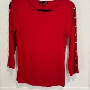 Cable & Gauge Red Top with Button Accents